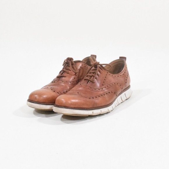Cole Haan Brown Leather ZEROGRAND Wingtip Oxfords